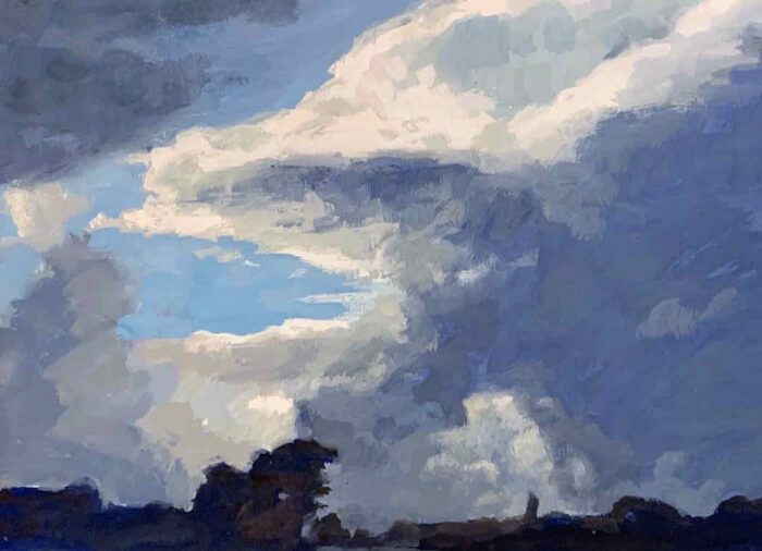 David Moore Threatening Storm 28 x 38cm gouache $1,900 framed