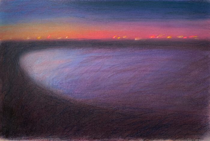 Jim Pavlidis Last Light, Lake Connewarre Pastel 34 x 51cm $1500