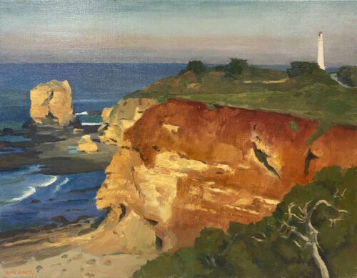 Rick Amor Lighthouse, Airey's Inlet 50x65 oil on linen (1)