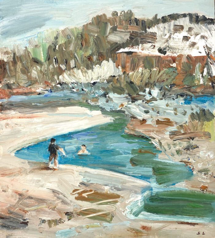 Steve Lopes Lagoon, oil on board, 29cm x 26cm,2020 $1200