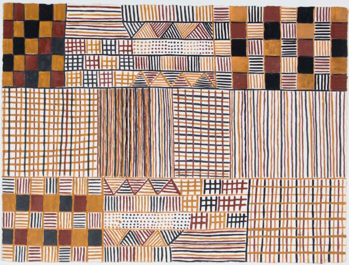 Tina Patlas Jilamara (2) ochres on paper 56 x 76cm $400