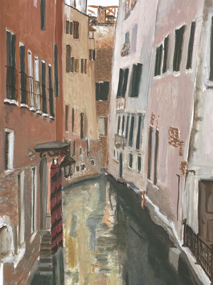 Soula Mantalvanos Rio della Veste Venezia 2022 oil on linen 21 x 30cm $1090 framed