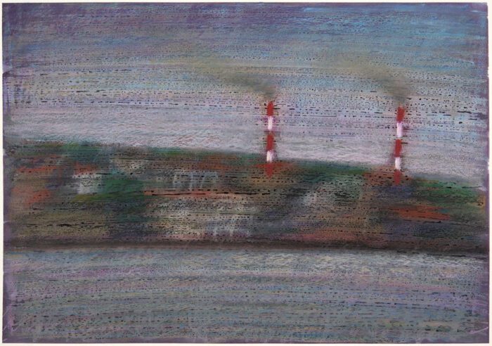 Jim Pavlidis Island 45 x 65cm oil pastel and ink $1700f (1)