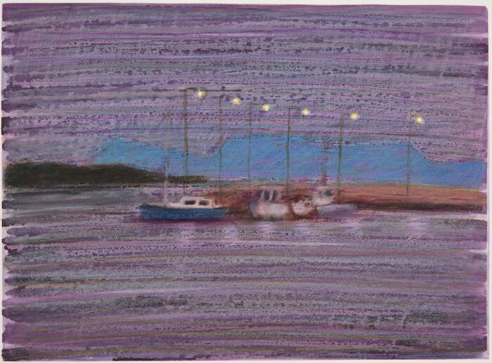 Jim Pavlidis Island Harbour 50 x 70cm oil pastel and ink $1700 f (1)