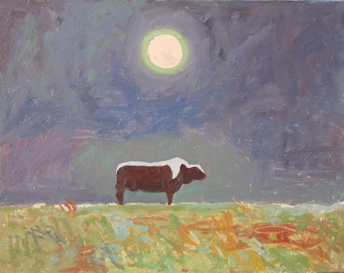 Mark Dober Bull, with Moon, oil on canvas, 40 x 50, 2023, $3450