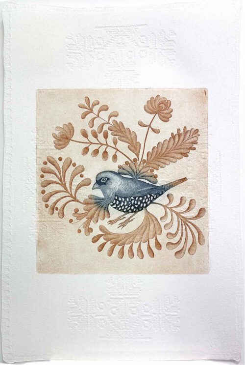 Kati Thamo Placemat for a Finch etching and embossing 46 x 30cm $600 uf