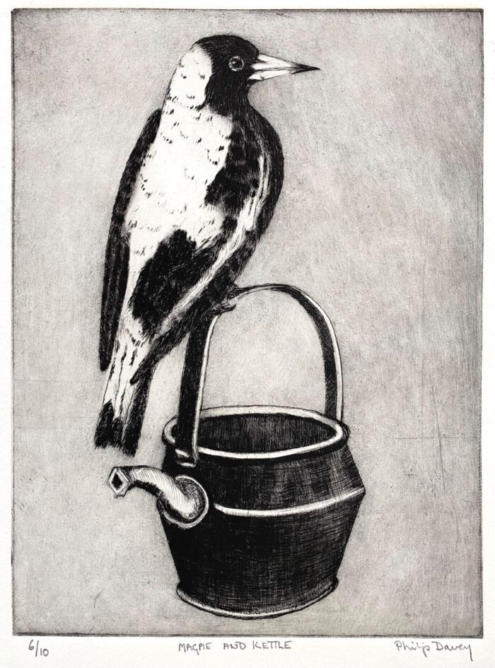 Philip Davey Magpie and Kettle $690 F 29.5x22cm (2)