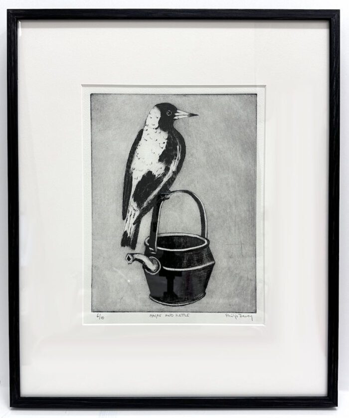 Philip Davey Magpie and Kettle $690 F 29.5x22cm (2)