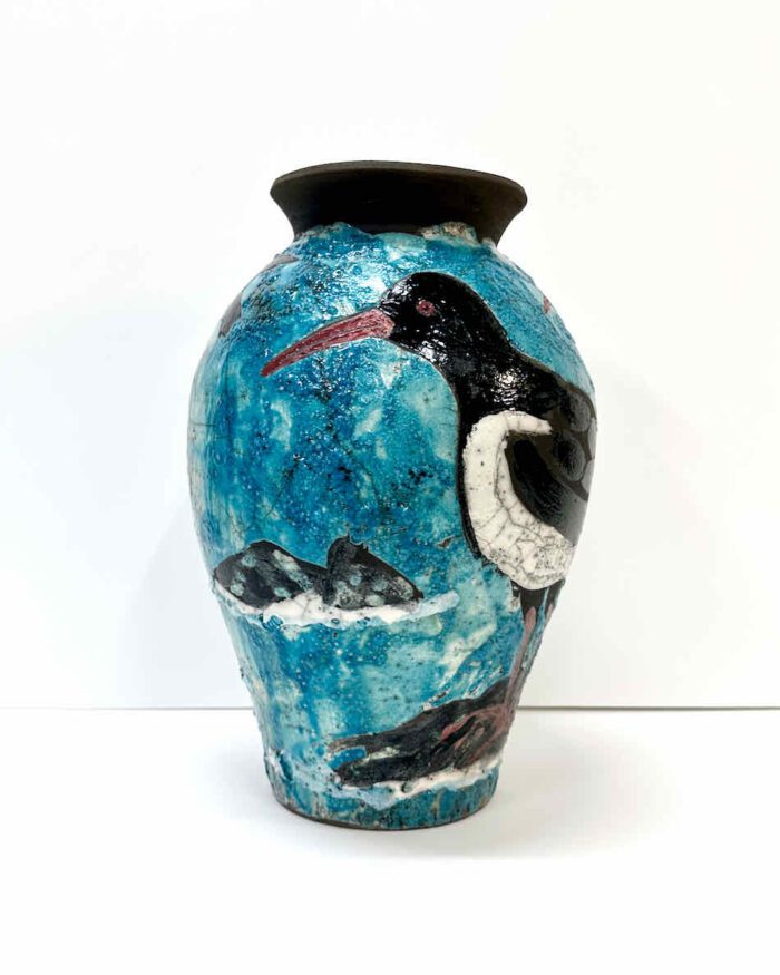 Philip Davey Oyster Catcher 33 x 20cm raku ceramic $2,200 -04