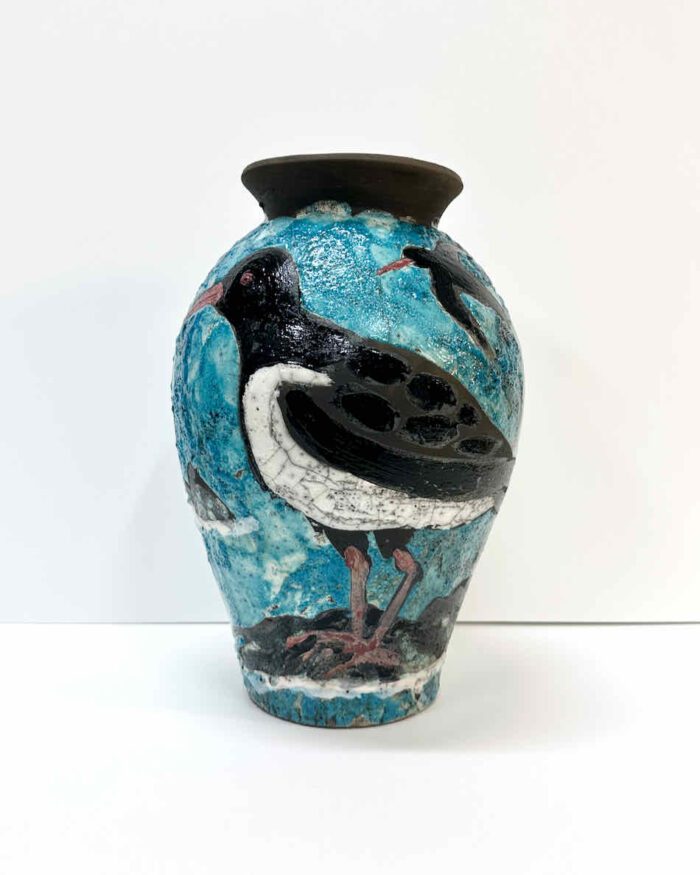 Philip Davey Oyster Catcher 33 x 20cm raku ceramic $2,200 -04