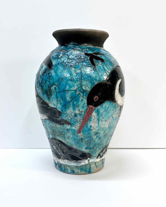 Philip Davey Oyster Catcher 33 x 20cm raku ceramic $2,200 -04