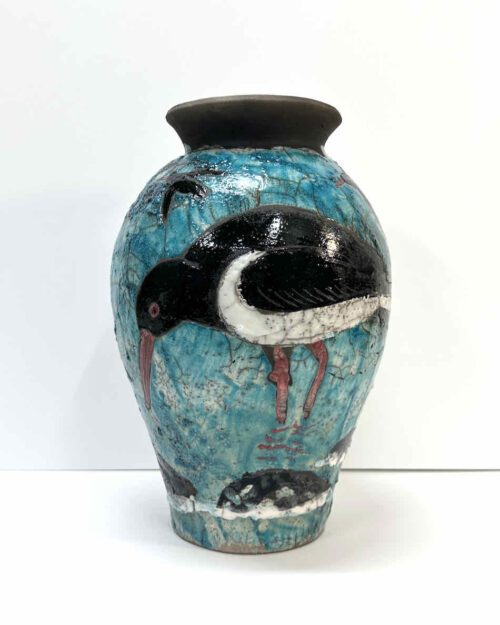 Philip Davey Oyster Catcher 33 x 20cm raku ceramic $2,200 -04