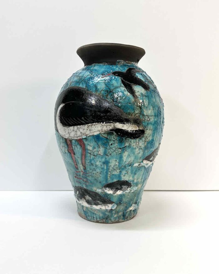 Philip Davey Oyster Catcher 33 x 20cm raku ceramic $2,200 -04