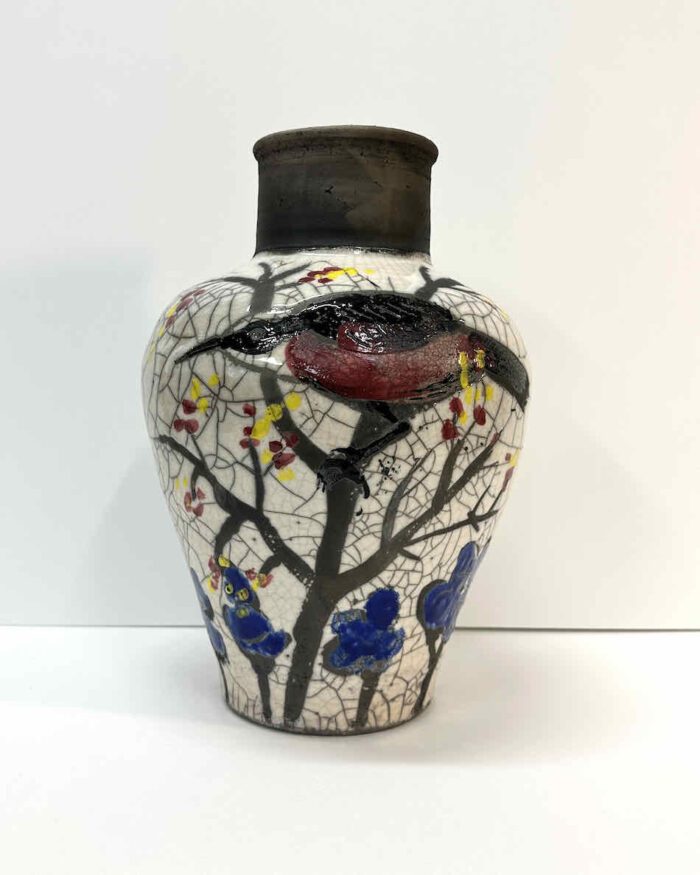 Philip Davey Whip Bird 34 x 24cm raku ceramic $2,200 -06