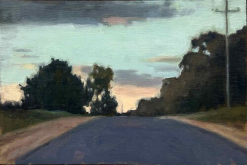 SOLD David Moore Twilight Evening Castlemaine 20 x 33 oil on panel $2,100 f