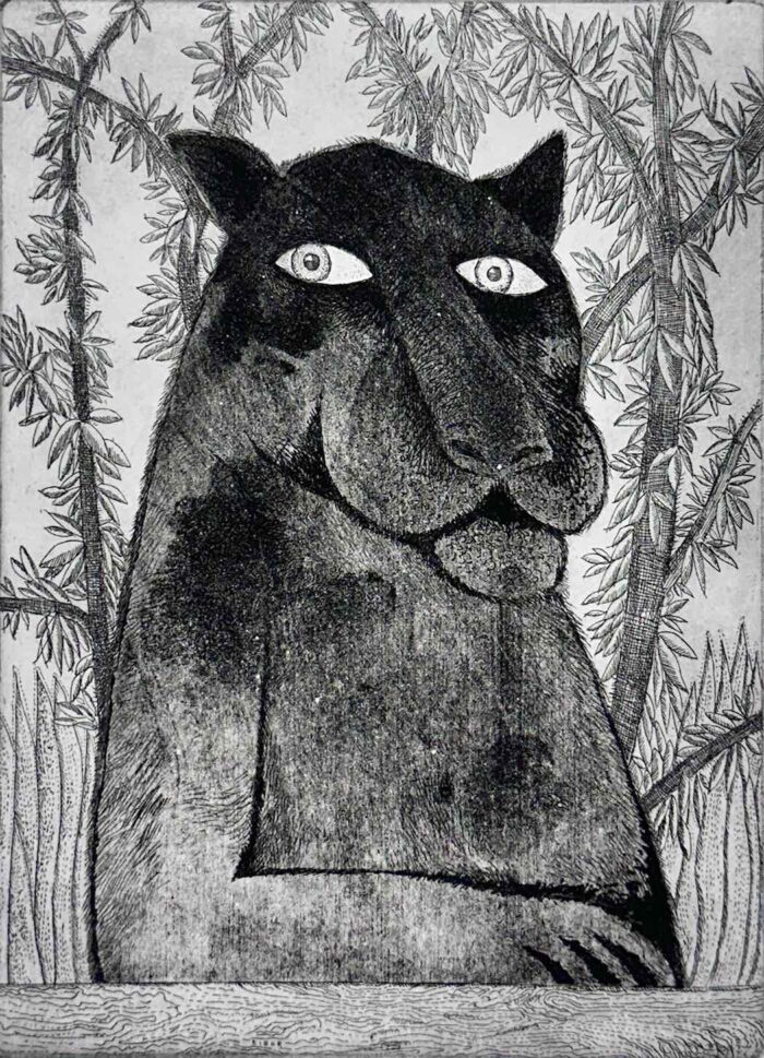 Jiri Tibor Novak Visitor Panther unnumbered etching 20 x 14.5cm image