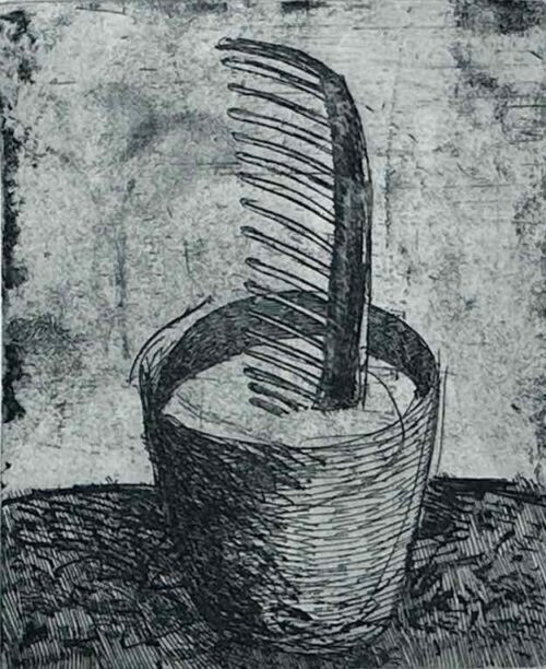 Jiri Tibor Novak comb plant etching 13.5 x 11cm $650