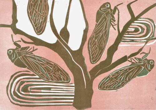 Peloponnese Collection 4, 2023, 69 x 49cm woodcut 69 x 49cm $900 f