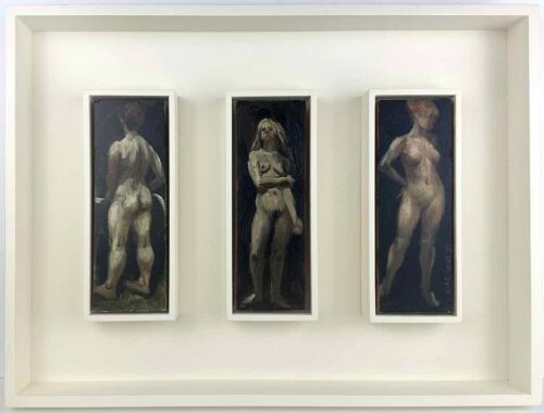 Rick Amor Three Nudes 2006 tryptich oil on wood panel 19 x 6.5cm each $10,000 f