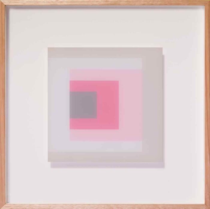 Clayton Tremlett An exploration of the Square using the Colours of a Galah #2 $850 framed