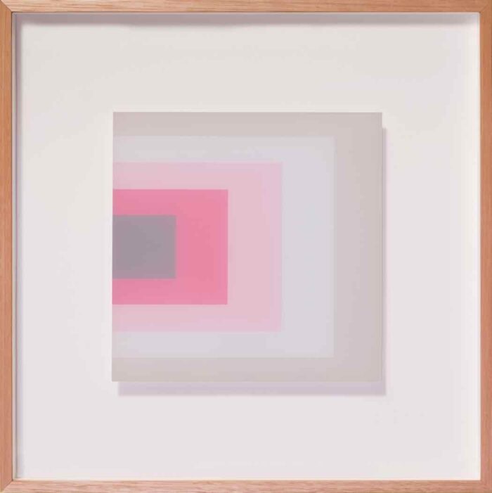 Clayton Tremlett An exploration of the Square using the Colours of a Galah #4 $850 framed