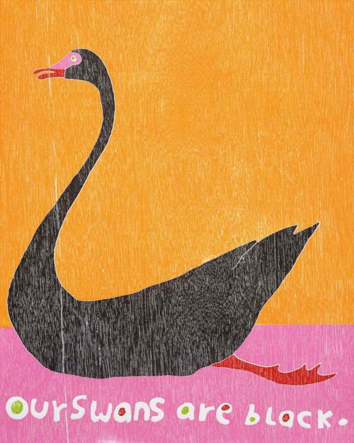 Katherine Hattam Our Swans Are Black, Ed. 32:40 52 x 38cm Oil based jigsaw print APW $900uf.jpg