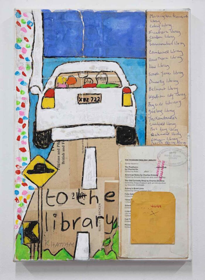 To The Library 41 x 29cm mixed media on linen $2,000 unframed Katherine Hattam