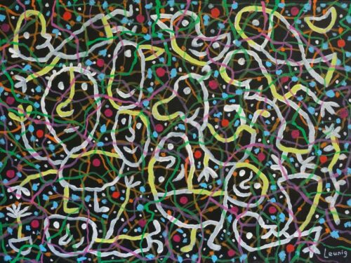 Michael Leunig Old Song, 2024 acrylic on linen 46 x 61cm 6,000 f