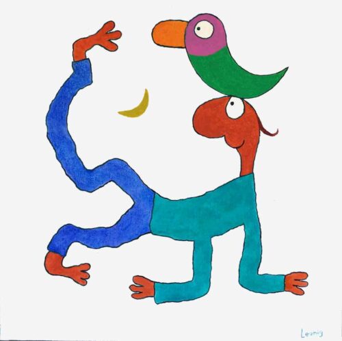 Michael Leunig Simple Pleasures 2024 acrylic on canvas 51 x 51 $5,000 f