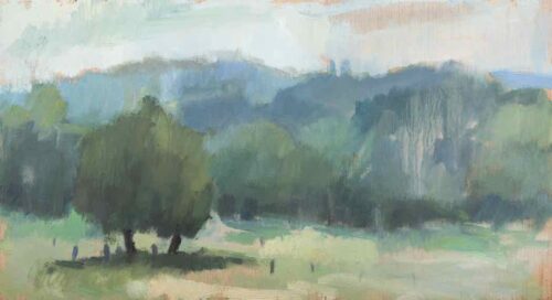 Lana Daubermann Near the Abandoned Chateau 1 oil on plywood 14.5 x 26.5 cm $695 framed