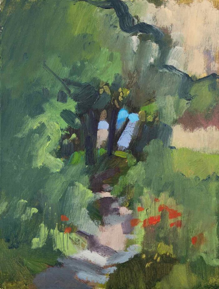 Lana Daubermann River Path Downstream oil on MDF 20 x 15 cm $595 framed