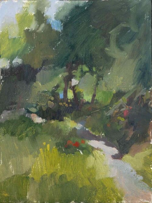 Lana Daubermann River Path Upstream oil on MDF 20 x 15 cm $595 framed