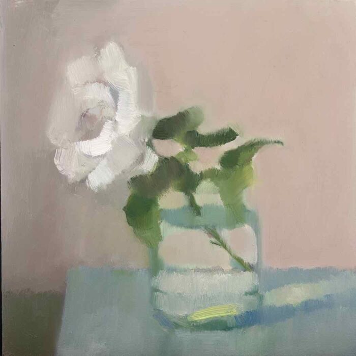 Lana Daubermann Rose 2 oil on ceramic tile 20 x 20 cm $695 framed