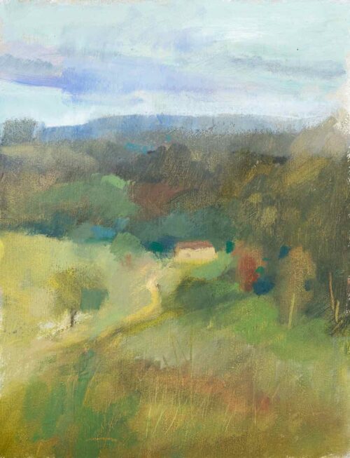 Lana Daubermann Sarlat Countryside oil on MDF 20 x 15 cm $595 framed