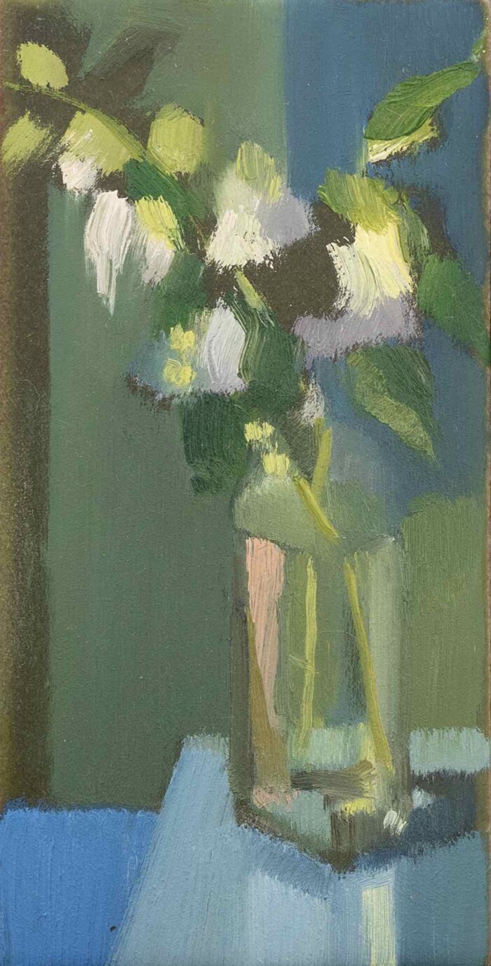 Lana Daubermann Window Flowers oil on ceramic tile 15 x 7.5 cm $375 framed