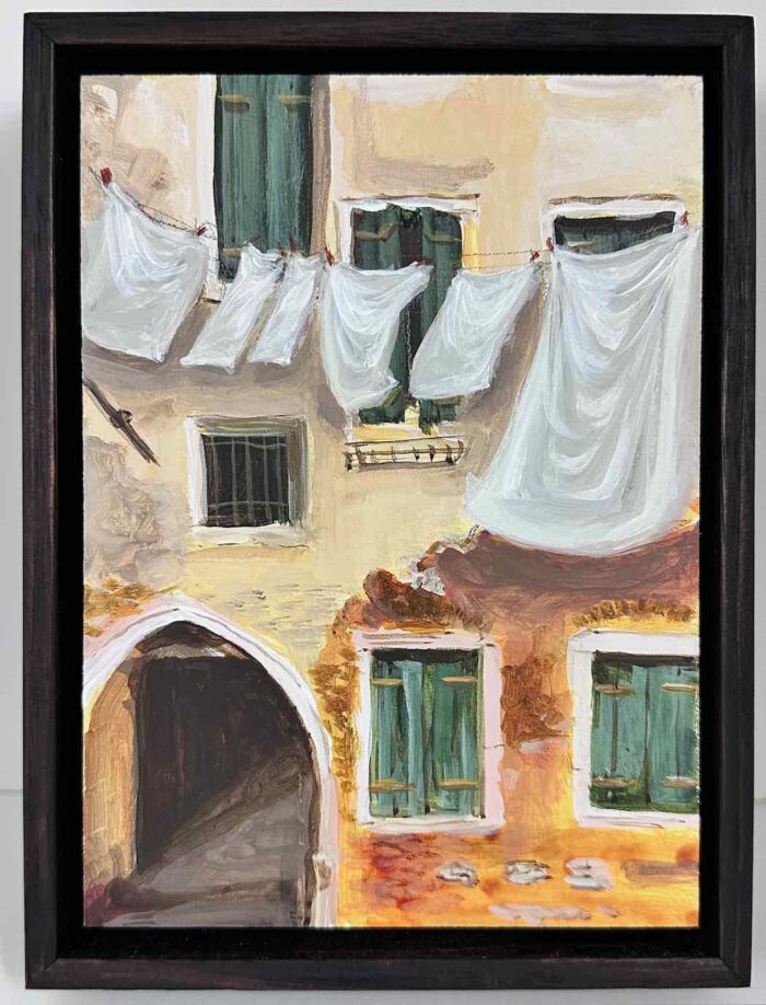 Soula Mantalvanos Fondamenta S. Felice Venice Washing Day I (framed)