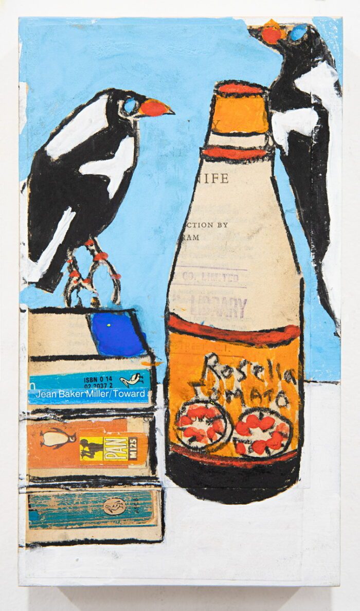 Magpies and Tomato Sauce 23 x 13cm $750 Unframed Katherine Hattam